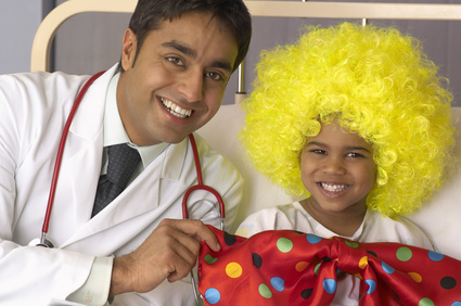 Young Patient in Costume with His Pediatrician
